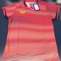 新品タグ有り　卓球ウェア バタフライ　男女兼用コーラルピンク SSサイズのサムネイル