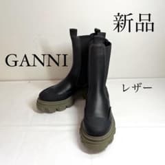 GANNI ガニー　レザーショートブーツ ハイカット ブラック