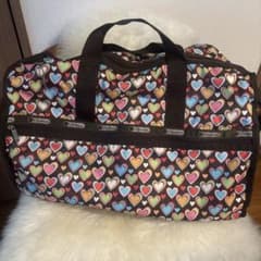 LeSportsac ハート柄 大容量ボストンバック ☆ポーチ付き、鍵付き