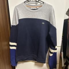 【LACOSTE】スウェット/トレーナー/無地/ネイビー/ロゴ/刺繍/美品のサムネイル