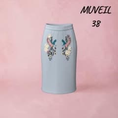 MUVEIL ミュベール 鳥 花 刺繍 立体フラワー スカート 38M相応のサムネイル