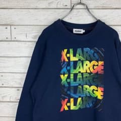 古着 メンズ スウェット エクストララージ 紺色 デカロゴ ゆるだぼ Lサイズのサムネイル