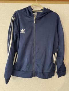 adidas フード付きジャージ L ネイビーのサムネイル