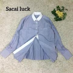 極美品 Sacai luck バックプリーツシャツ ストライプ 日本製 襟 - メルカリ