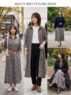 JEANASIS チェック柄 シャツワンピース ロング丈のサムネイル