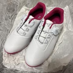 アシックスasics ゴルフシューズ ホワイト/ピンク　ボア24.5cm asics ゴルフシューズ 23.5cm ホワイト/ピンク - メルカリ