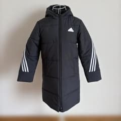 美品 adidas キッズ 中綿ロングコート ベンチコート ブラック 140のサムネイル