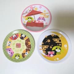 お茶犬＆お茶猫 プラチナムザッカメラミン豆皿 3枚セット お茶犬 プレート