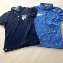 【美品】フィラ ポロシャツ ネイビー &ハート柄Mサイズ2枚セットのサムネイル