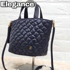 美品⭐】エレガンス 2way ショルダーバッグ キルティング ネイビー 本 