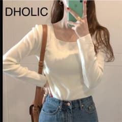 DHOLIC 韓国 ホワイト スクエアネック ニットのサムネイル