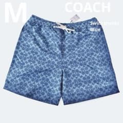 コーチ☆新品☆シグネチャー柄 スイムトランクス 水着 パンツ/ブルー青