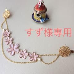 ハンドメイド  バックカチューシャ  ピンクフラワーのサムネイル