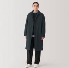 MUJI 洗える中わた ステンカラーコート Sサイズ 黒のサムネイル