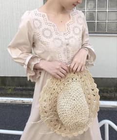 レース刺繍 ロングワンピース アイボリーのサムネイル