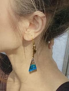 ピアス　空　星　ブルー　ゴールドのサムネイル