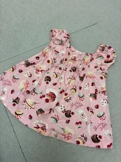 L03611)シャーリーテンプル スイーツ柄 ケーキ ワンピース ピンク 90
