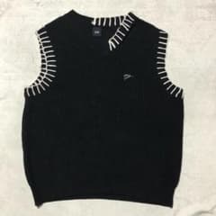 OY オーワイ スクリプトロゴ ニットベスト ジレ 黒 フリーサイズ