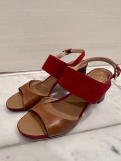 TOD'S トッズ サンダル 38.5 バイカラー 赤 キャメルのサムネイル