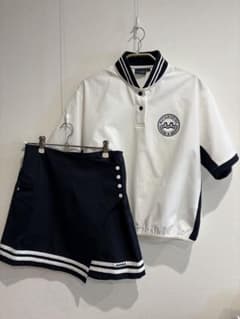美品】muta MARINE ゴルフウェア セットアップレディース紺 - メルカリ