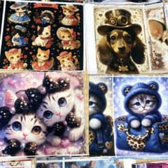 78.超お得 ‼️ 1セットのみ 15枚セット 猫柄 犬柄 パネル生地 高品質 