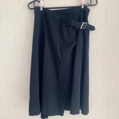 巻きスカート　ミディ丈スカート　黒のサムネイル