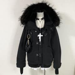 80's 90's vintage 希少 ファー オーバーサイズ コート y2k 希少 y2k SLY ファー付き モッズコート 平成ギャル グランジ ブラック