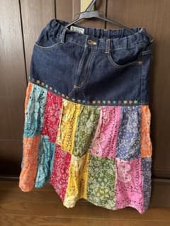 R100 デニム パッチワーク スカートのサムネイル