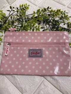 【美品】CathKidston　 ダブルジップ ポーチ 水玉 ドット ペンケースのサムネイル