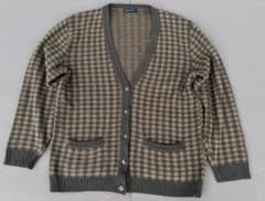 ギャルソンアミ 総柄 ニット カーディガン レトロ チェック くるみボタン　古着