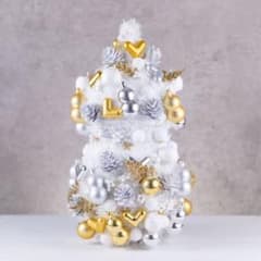 LOVOT型クリスマスツリー 白 金 銀 装飾付き