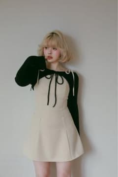 andmary Lamia knit set mini dress beigeのサムネイル