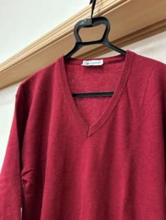 LANVIN 赤 Vネック ニットセーター - メルカリ