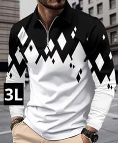 [Brand New/Size 3L] Men's Golf Wear Long-Sleeve Polo Shirt, White