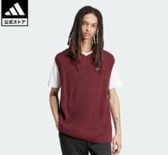 完売品】adidas バーガンディ Vネックベスト - メルカリ