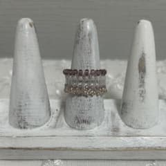 ハンドメイド ビーズリング フリルリング パープル クリア 約20号のサムネイル