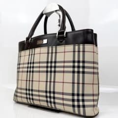 Burberry ハンドバッグ 収納多数 ノバチェック ロゴプレート ベージュ 