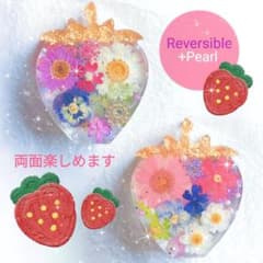 NO.248○固まるハーバリウム食品接触OK○お花のいちごスタンド/苺の