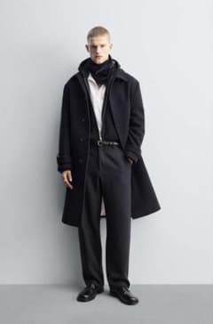 ZARA LIMITED EDITION ウール カシミヤ コート ネイビー Mのサムネイル