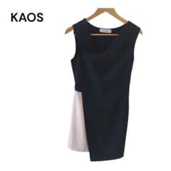 KAOS ワンピース 44 ブラック×ホワイト バイカラー ノースリーブ