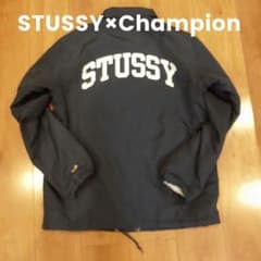 【レア物！　STUSSY×Champion】アーチロゴ ジャケット 裏地ボア 激レア❗STUSSY×Champion】アーチロゴ ジャケット 裏地ボア - メルカリ