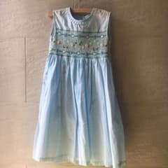 ドレス ワンピース 豪華スモッキング刺繍　極薄コットン100% 発表会のサムネイル