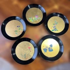 金沢 箔一 漆器 花友禅さざ波 銘々皿 5枚セット 新品 元箱入 金沢箔