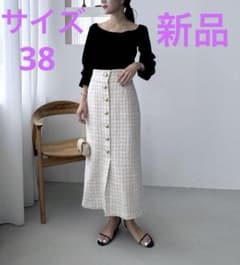 【新品】ラブティックボンボン ファンシーツイードスカート ライトベージュ 38 新品】ラブティックボンボン ツイードスカート タイトスカート ロング