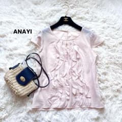 ＡＮＡYＩ　半袖フリルブラウス ANAYI アナイ ブラウス 半袖 フリル シアーシャツ ピンク レディース38