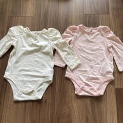 GAP Baby 長袖ロンパース ホワイト✖️ピンク6-12month 70cmのサムネイル