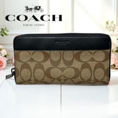 【新品・未使用】COACH 長財布 ベージュ ブラックのサムネイル