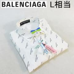 ✨極美品✨BALENCIAGA バレンシアガ 総ロゴモノグラムシャツ 白 L相当