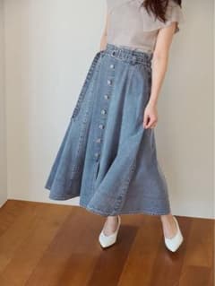 美品✨COHINAコヒナ シームフレアデニムスカート-short-Sベルト付き 美品✨COHINAコヒナ シームフレアデニムスカート-short-Sベルト付き