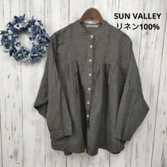 【SUN VALLEY】サンバレー リネン100% バンドカラーシャツのサムネイル